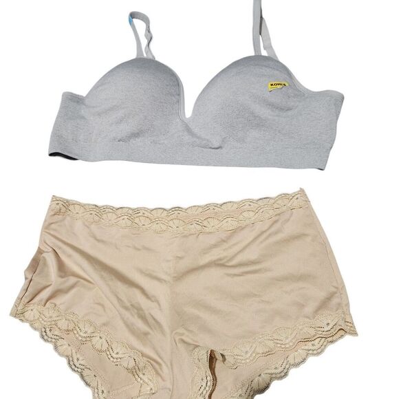 Maidenform Other - Maidenform Pantie Size Large Beige And SO Bra Gray 2pcs!!   New